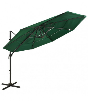 4-Tier Parasol with Aluminium Pole Green 3x3 m
