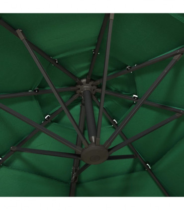 4-Tier Parasol with Aluminium Pole Green 3x3 m