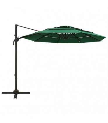 4-Tier Parasol with Aluminium Pole Green 3x3 m