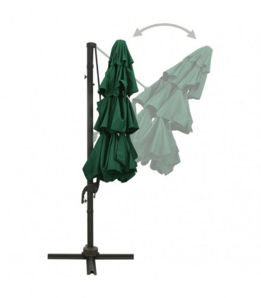 4-Tier Parasol with Aluminium Pole Green 3x3 m