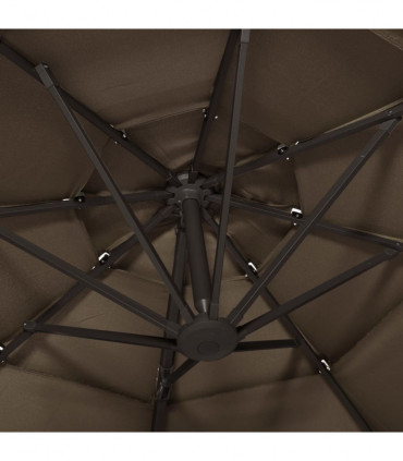 4-Tier Parasol with Aluminium Pole Taupe 3x3 m