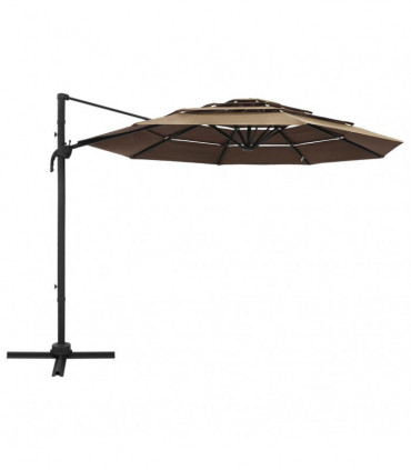 4-Tier Parasol with Aluminium Pole Taupe 3x3 m