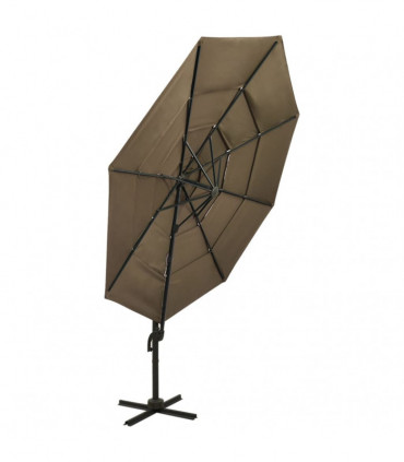 4-Tier Parasol with Aluminium Pole Taupe 3x3 m