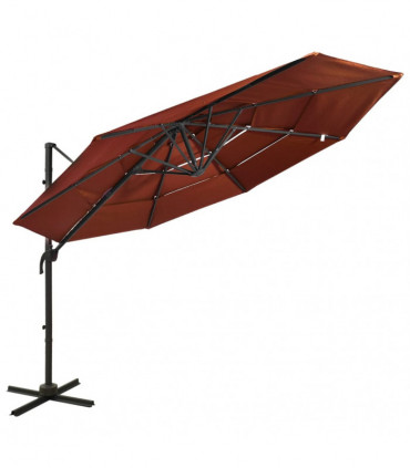 4-Tier Parasol with Aluminium Pole Terracotta 3x3 m