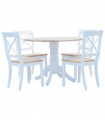 5 Piece Dining Set Solid Rubber Wood White and Brown