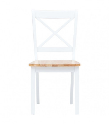 5 Piece Dining Set Solid Rubber Wood White and Brown