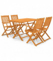 5 Piece Folding Outdoor Dining Set Solid Acacia Wood