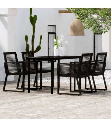 5 Piece Garden Dining Set Black