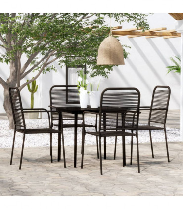 5 Piece Garden Dining Set Black