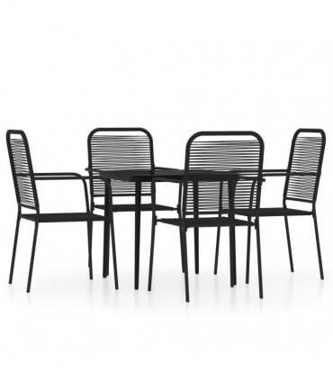 5 Piece Garden Dining Set Black