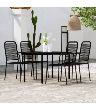 5 Piece Garden Dining Set Black