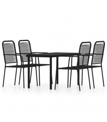 5 Piece Garden Dining Set Black