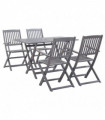 5 Piece Garden Dining Set Solid Acacia Wood Grey