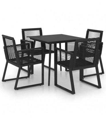 5 Piece Outdoor Dining Set PVC Rattan Black