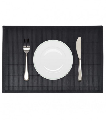 6 Bamboo Placemats 30 x 45 cm Black