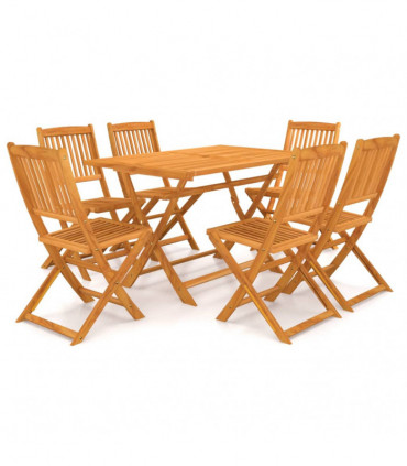 7 Piece Folding Garden Dining Set Solid Acacia Wood