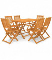 7 Piece Folding Outdoor Dining Set Solid Acacia Wood