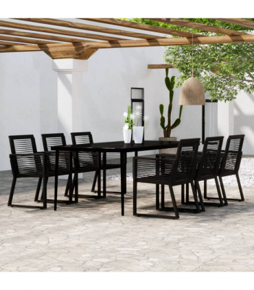 7 Piece Garden Dining Set Black