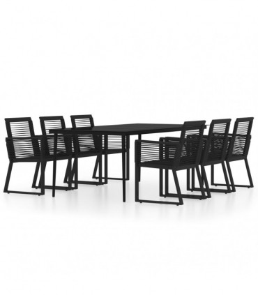 7 Piece Garden Dining Set Black