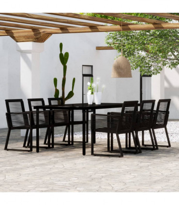 7 Piece Garden Dining Set Black