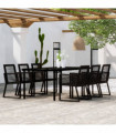 7 Piece Garden Dining Set Black