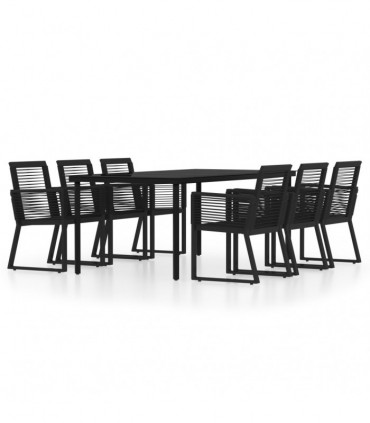 7 Piece Garden Dining Set Black