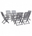 7 Piece Garden Dining Set Solid Acacia Wood Grey