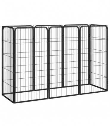 8-Panel Dog Playpen Black 50x100 cm Powder-coated Steel