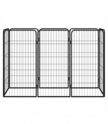 8-Panel Dog Playpen Black 50x100 cm Powder-coated Steel