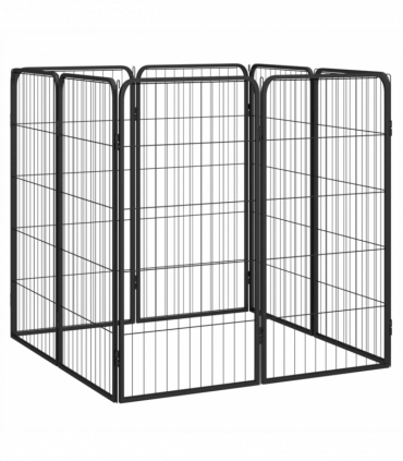 8-Panel Dog Playpen Black 50x100 cm Powder-coated Steel