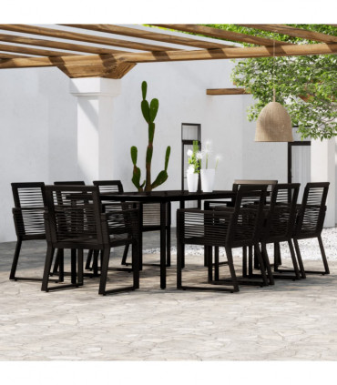 9 Piece Garden Dining Set Black