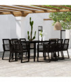 9 Piece Garden Dining Set Black