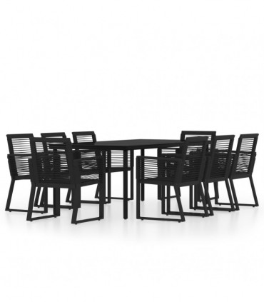 9 Piece Garden Dining Set Black