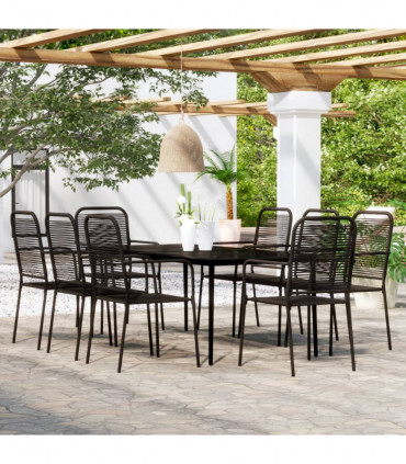 9 Piece Garden Dining Set Black