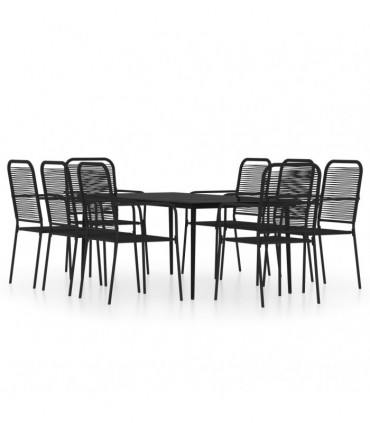 9 Piece Garden Dining Set Black
