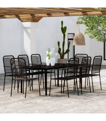 9 Piece Garden Dining Set Black