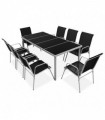 9 Piece Outdoor Dining Set Steel Black