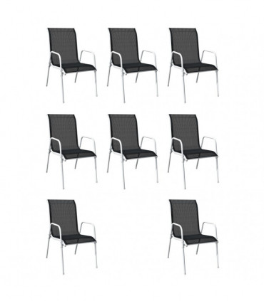 9 Piece Outdoor Dining Set Steel Black