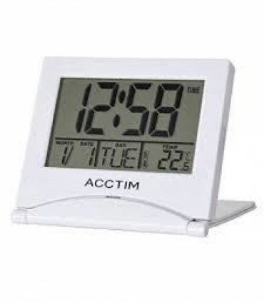 Acctim Mini Flip 2 Folding Travel LCD Alarm Clock White 15782