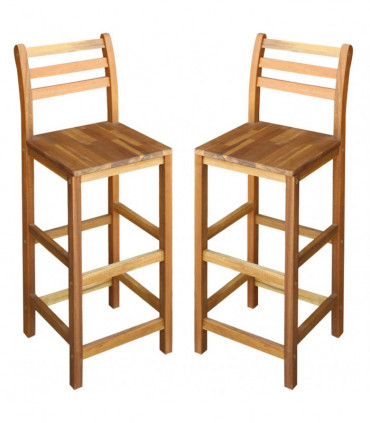Bar Chairs 2 pcs Solid Acacia Wood