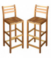 Bar Chairs 2 pcs Solid Acacia Wood