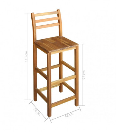 Bar Chairs 2 pcs Solid Acacia Wood