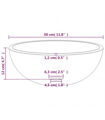 Basin Tempered Glass 30x12 cm Gold