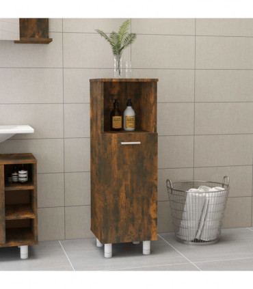 Bathroom Cabinet Smoked Oak 30x30x95 cm Engineered Wood