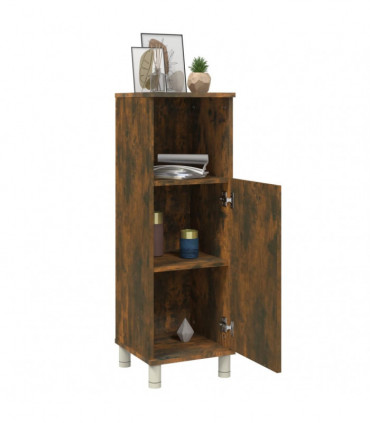 Bathroom Cabinet Smoked Oak 30x30x95 cm Engineered Wood