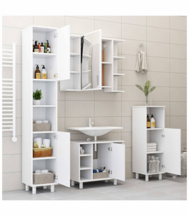 Bathroom Cabinet White 30x30x95 cm Engineered Wood