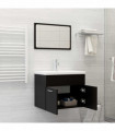 Bathroom Furniture Set Black Engineered Wood