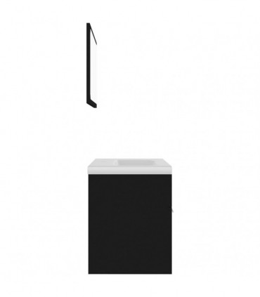 Bathroom Furniture Set Black Engineered Wood
