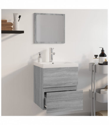 Bathroom Furniture Set Grey Sonoma Engineered Wood