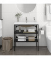 Bathroom Washbasin Frame with Built-in Basin Black Iron